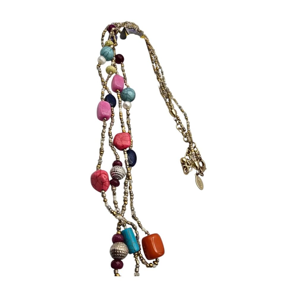 Chicos Necklace Chico’s Multicolor Beads Various Shapes Bohemian Style 36" - Picture 6 of 7